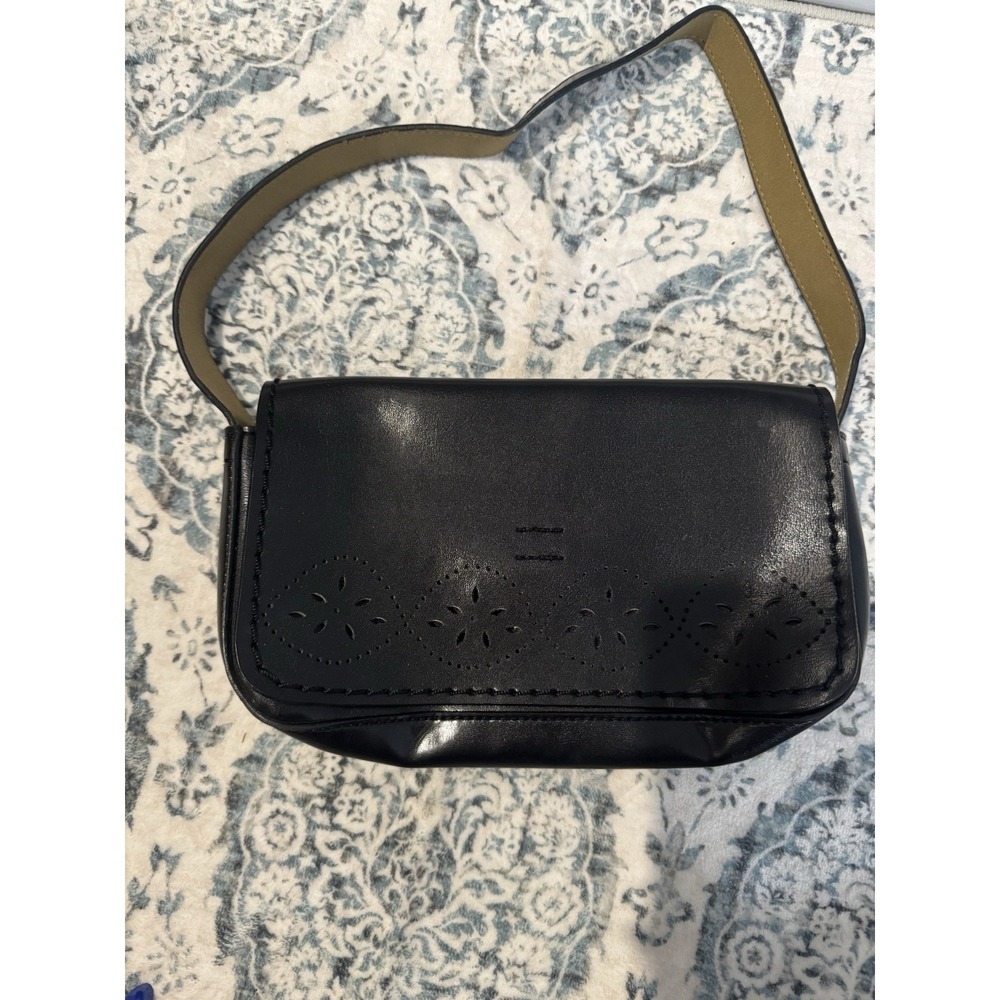 Mondani New York Shoulder Hobo Bag Black With Laser Cutouts